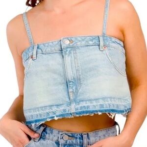 Zara Light Blue Denim Top